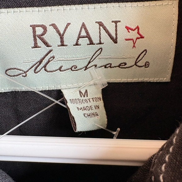 Ryan Michael Western Black Denim Wash 3/4 Long Sleeve Shirt Dress Snap button - Picture 2 of 7